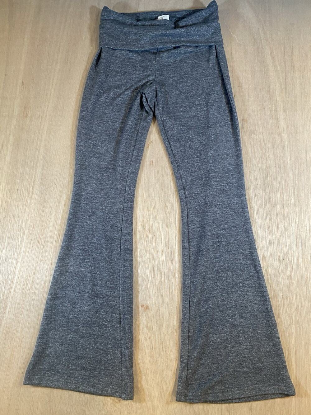 COZIE by Pink Rose Flare Lounge Pants Womens Heather Gray Foldover Waist Knit S
